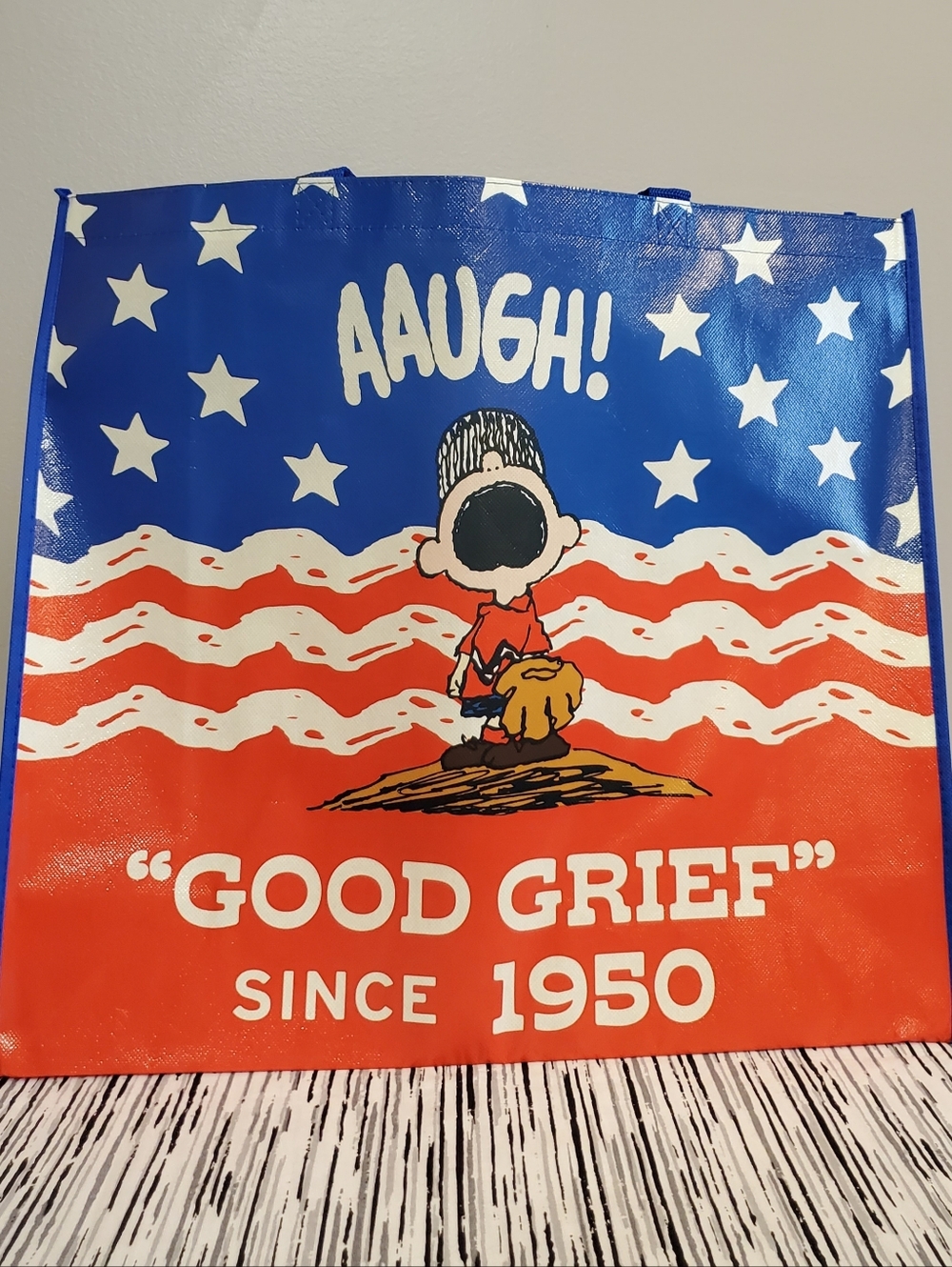 Peanuts Charlie Brown "Good Grief" XL Reuseable Tote Bag 17in x 19in